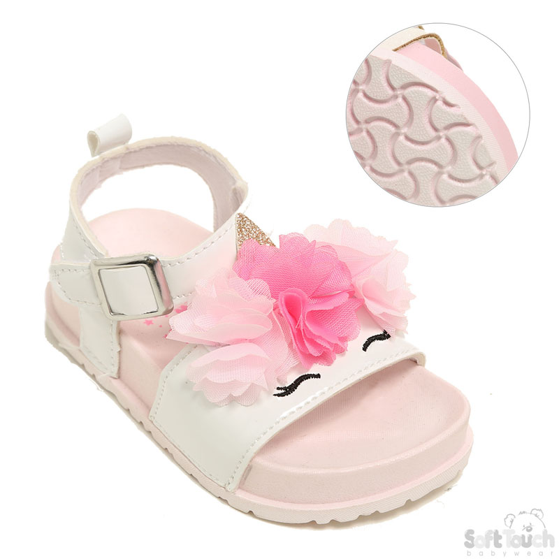Girls White/Pink TPR Sandals : TS114