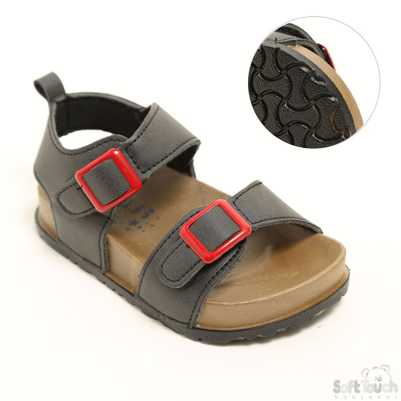 Childrens Brown TPR Sandals W/Red Buckle No. TS210